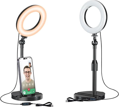Desk Ring Light with Telescopic Stand, Travel Desktop Hola Light by Mionondi