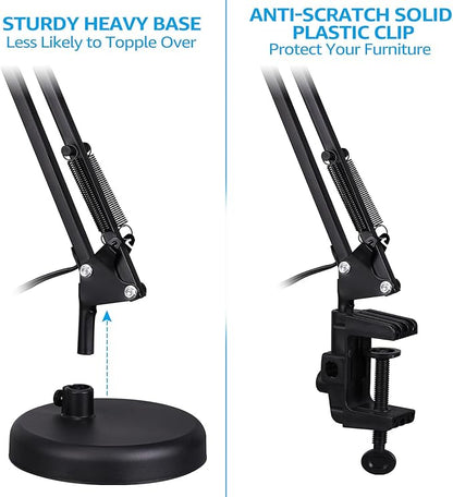 TORCHSTAR Metal Desk Lamp with Clamp, Swing Arm, Architect Adjustable Gooseneck - Image 2