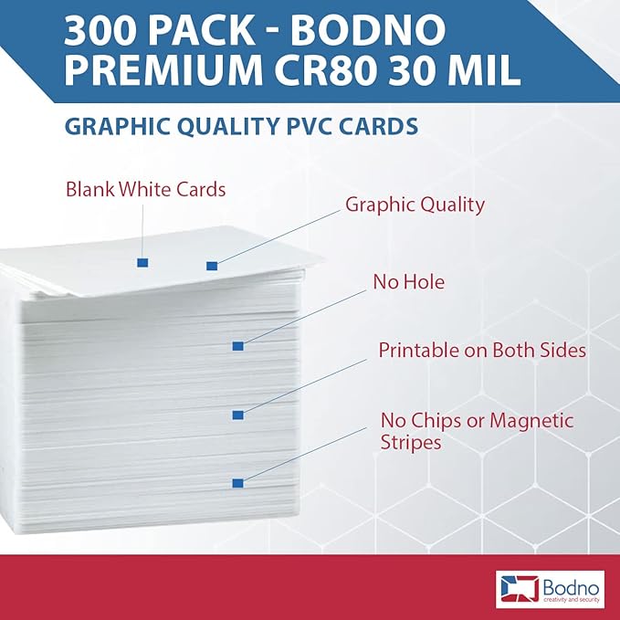 300 Pack - Bodno Premium CR80 30 Mil Graphic Quality PVC Cards - Image 2