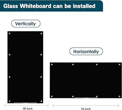 J&J worldwide Glass Whiteboard 8' x 4', Magnetic Black Glass Dry Erase Board - Image 6