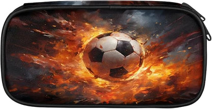 Pardick Football Fire Pencil Case，Big Capacity Pencil Pouch Coin Pouch - Image 2