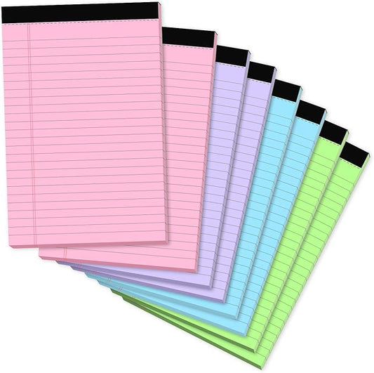 Note Pads 5x8, Narrow Ruled Legal Pad, 30 Sheet/notepad, 8 Pack Colored Legal by notepads