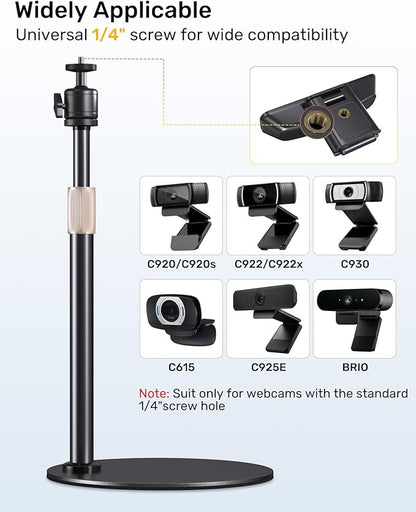 Webcam Tripod Stand for Desk Height Adjustable & 360° Swivel Webcam Mount - Image 3