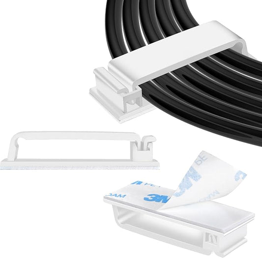 XHF 100 PCS Self Adhesive Cable Clips White, Wire Clips Cable Management Wire by XHF