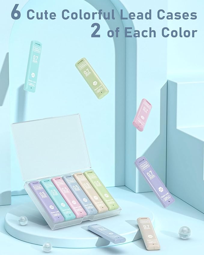 Four Candies 0.5/0.7mm 2B Lead Refills in Case, 12 Tubes, 60 Pieces per Tube - Image 8