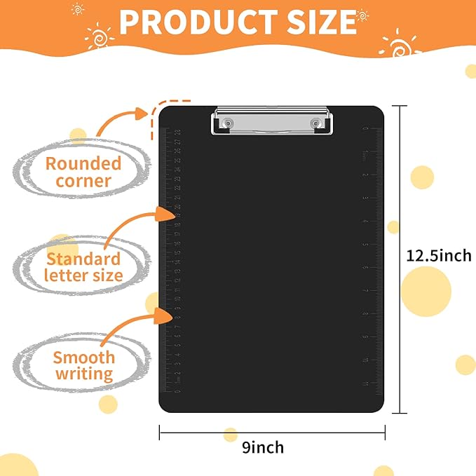 Black Clipboards, PANDRI 6 Pack Plastic Black Clipboards - Image 2