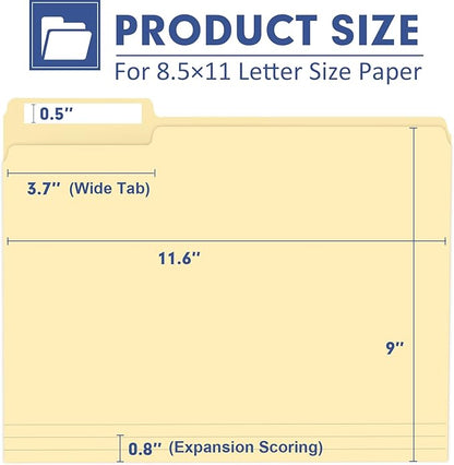 File Folder, PANDRI 170 Pack File Folder, 1/3 Cut Tab, Letter Size, Filing - Image 2