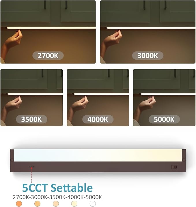 Leetdud LED Under Cabinet Lighting Hardwired or Plug in, 24 Inch 12W, Dimmable - Image 3