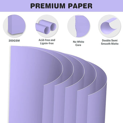Cardstock 8.5 X 11, 40 Sheets, Light Purple Card Stock, 75lb/ 200gsm Copy Paper - Image 3