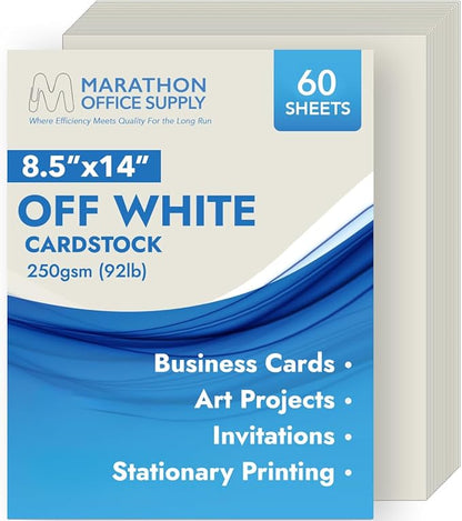 MOS Off-White Legal Cardstock Paper 8.5 x 14 Inch — Heavyweight 250 GSM Cover by Marathon+Office+Supply