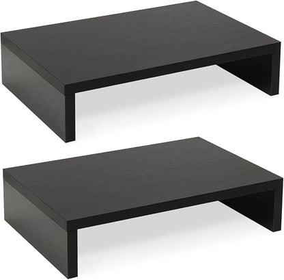 TEAMIX Wood Monitor Stand Riser-2 Pack, 2 Tier Adjustable Monitor Stand Dual by TEAMIX