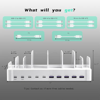 420W Charging Station for Multiple Devices, Zobirez 10-Port USB C Fast Charger - Image 7