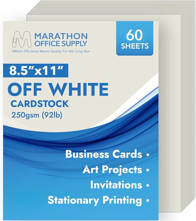 MOS Off-White Cardstock Paper 8.5 x 11 Inch — Heavyweight Cream Card Stock by Marathon+Office+Supply