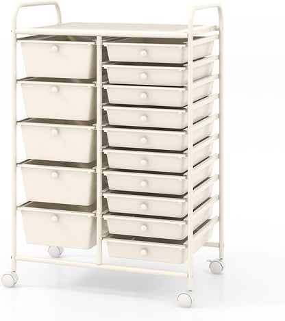 HAPPYGRILL 15-Drawer Rolling Cart, Storage Carts by HAPPYGRILL