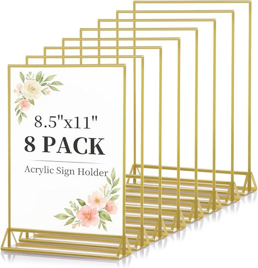 Dynta Acrylic Sign Holder 8.5x11 8pck Clear Table Display Stands Double Sided by Dynta
