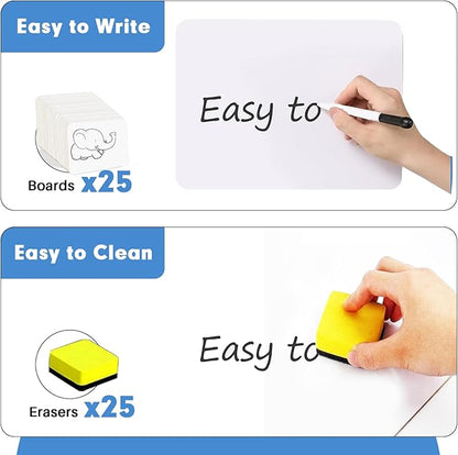 Dry Erase Lapboards, HERKKA 25 Pack Double Sided Small Dry Erase Whiteboards 9 - Image 3