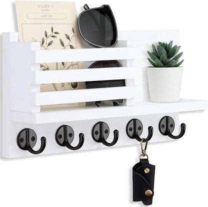 Lwenki Key Holder for Wall – Decorative Wooden Mail Holder and Key Shelf by Lwenki
