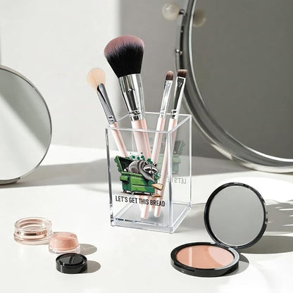 Vgrti Let痴 Get This Bread Acrylic Cosmetic Pencil Pen Holder Cup, Funny Raccoon - Image 3