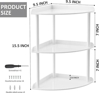 Sezanrpt 3 Tier Acrylic Corner Shelf Organizer Storage 9.5x9.5x15.7 Inch - Image 3