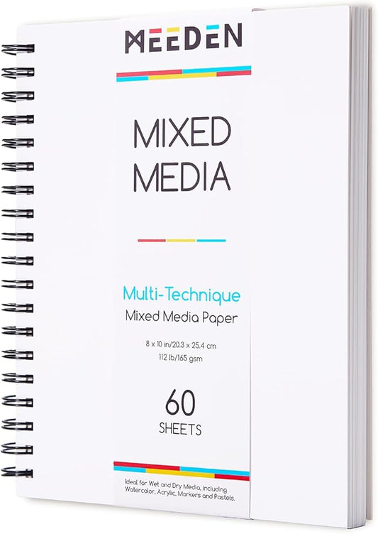 MEEDEN Mixed Media Paper Pad: 8" x 10" 112lb/165gsm Spiral Bound Mixed Media by MEEDEN