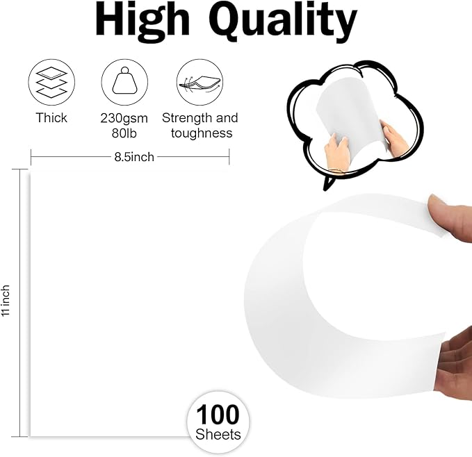 100 Sheets White Cardstock 8.5 x 11 Certificate Paper, Goefun White Card Stock - Image 2