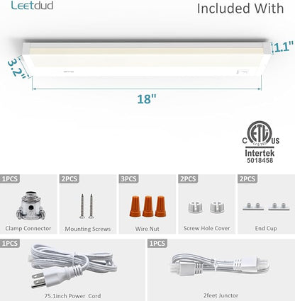 Leetdud LED Under Cabinet Lighting Hardwired or Plug in, 18 Inch 9W, Dimmable 5 - Image 9