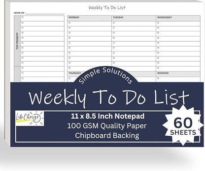 Life Charge Weekly To Do List Planner Notepad, 60 Page Task Planning Pad - Image 9