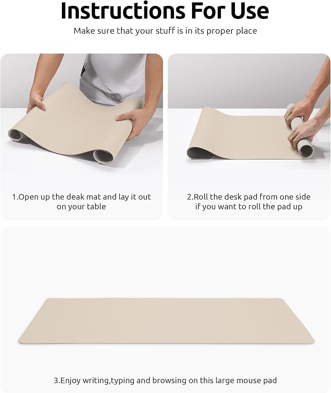 YSAGi Leather Desk Protector, Office Mat, Large Mouse Mat, Non-Slip PU Leather - Image 9
