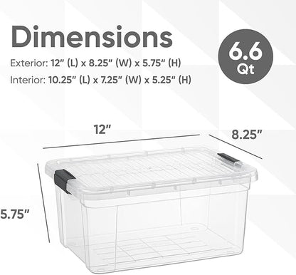 Superio Storage Bins with Lids- 2 Pack, 6.6 Qt Clear Boxes - Image 2