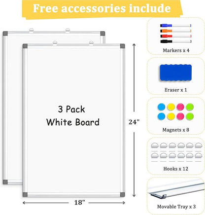 AMUSIGHT 3 Pack Double-Sided Magnetic Whiteboard, Aluminum Frame White Board - Image 4
