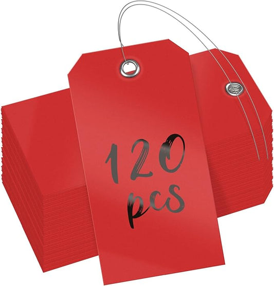 Uniclife 120 Pcs Red Plastic Tags by UnicLife