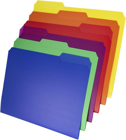 Dunwell Plastic Colored File Folders, Colorful 1/3 Tab Filing Folders - Image 7