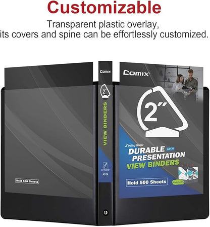 Comix Sturdy 2 Inch D-Ring Binders, 2.4mm-Thick, Holds 500 Sheets of 8.5" x 11" - Image 7