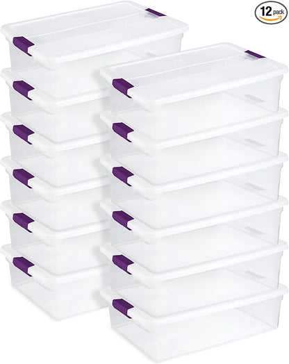 Sterilite 12-Pack 32 Quart ClearView Latch Box, Stackable Organizer Bins by Sterilite