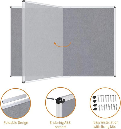 VIZ-PRO Large Fabric Bulletin Board/Foldable Notice Board Felt Gray, 72 X 48 - Image 4