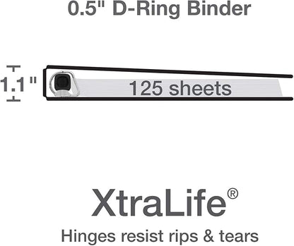 Oxford 3 Ring Binders, 0.5 inch ONE-Touch Easy Open D Rings, Durable Binders - Image 3