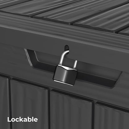 Decksplore 35 Gallon Outdoor Storage Box Waterproof Lockable Resin Deck Box - Image 3