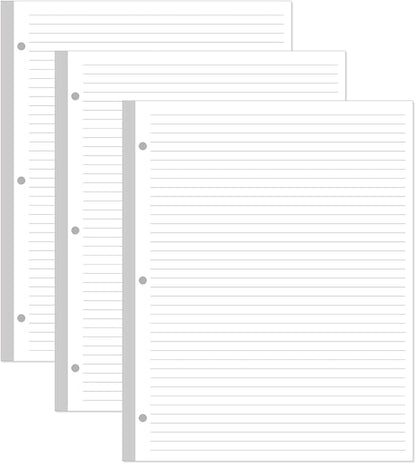 3-Hole Line Paper Refills, Letter Size Loose-Leaf Paper, 300 Sheets/600 Pages by Yaridar