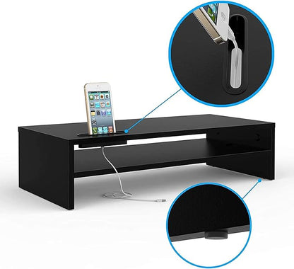 BONTEC Wood Monitor Stand Riser, 2-Tier Desktop Organizer - Image 4