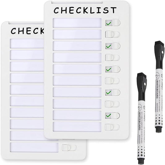 2-Pack Magnetic Dry Erase Checklist Board – Reusable Whiteboard Task Planner by SENWHAL