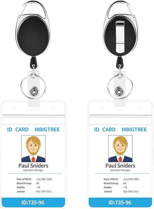 2 Pack ID Badge Holder, Badge Holder Retractable Clip by moeverEx