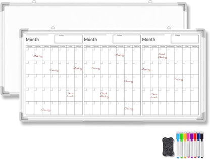 Lincia 36" x 18" Magnetic Horizontal 3 Month Dry Erase Calendar by Lincia