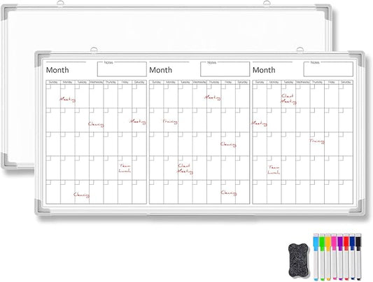Lincia 36" x 18" Magnetic Horizontal 3 Month Dry Erase Calendar by Lincia