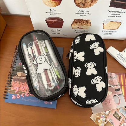Cute Puppy Japanese Pencil Case Clear Case Large Capacity Canvas PVC Aesthetic - Image 5