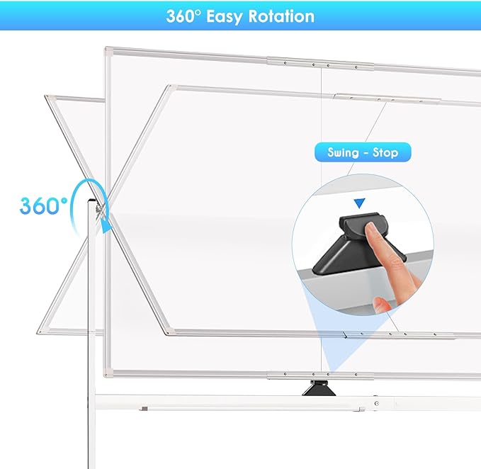 maxtek Rolling Whiteboard, 48x48 Large Magnetic White Board - Image 3