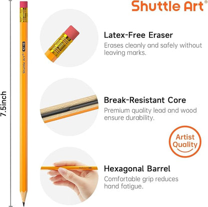 Shuttle Art Wood-Cased #2 HB Pencils, 600 Pack Sharpened Yellow Pencils - Image 2