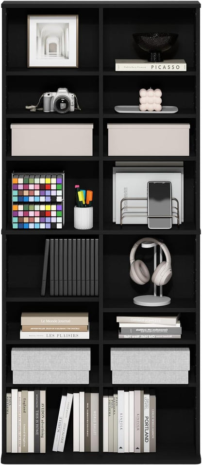 Furinno Jaya DVD Shelf, 16-Shelf Wide CD Rack, Media Shelf - Image 4