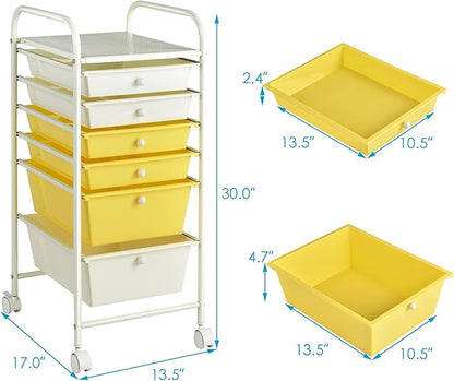 Giantex 6 Storage Drawer Cart Rolling Organizer Cart - Image 3