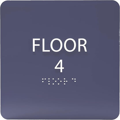 Navy ADA Floor 4 Sign with Braille – Made from Durable Acrylic and Ready to by ADACentralSigns