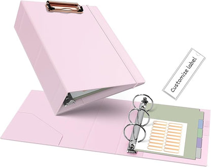 Ospelelf Mini 3 Ring Binder 5.5" x 8.5", 2 Inch Clipboard Binder by OspelelfOfficeSupplies